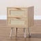 Baxton Studio Baird Mid-Century Modern Light Oak Brown Finished Wood and Rattan 2-Drawer Nightstand 176-11249-Zoro - alternate 7